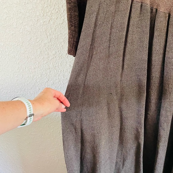 Vintage Knit Neil & David Patchwork Mixed Fabric Brown Midi Dress - Picture 6 of 8